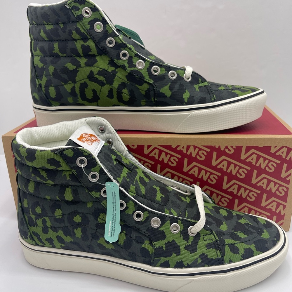 Vans WMNS COMFYCUSH Sk8-Hi Leopard Cactus/Skarab Sneakers Camo High-Tops - Picture 2 of 16